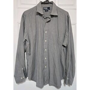 Polo Ralph Lauren Phillip Button up Dress Shirt Gray Striped Size 16.5 34-35